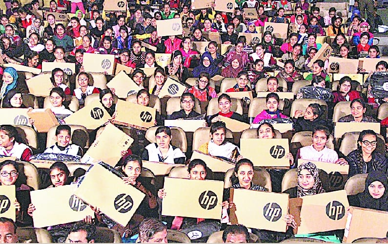 Students receive laptops face bloom