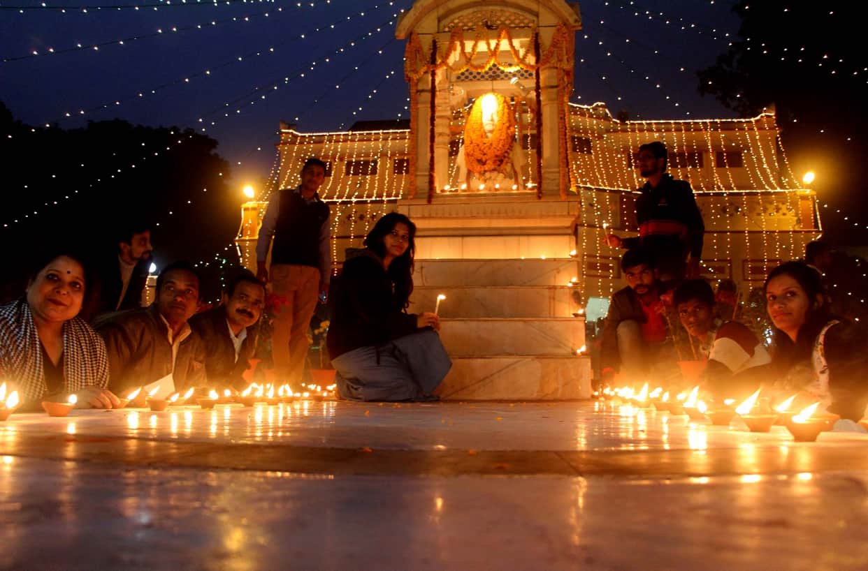 on the occasion of malviya jayanti bhu campus decorated with flower and deep