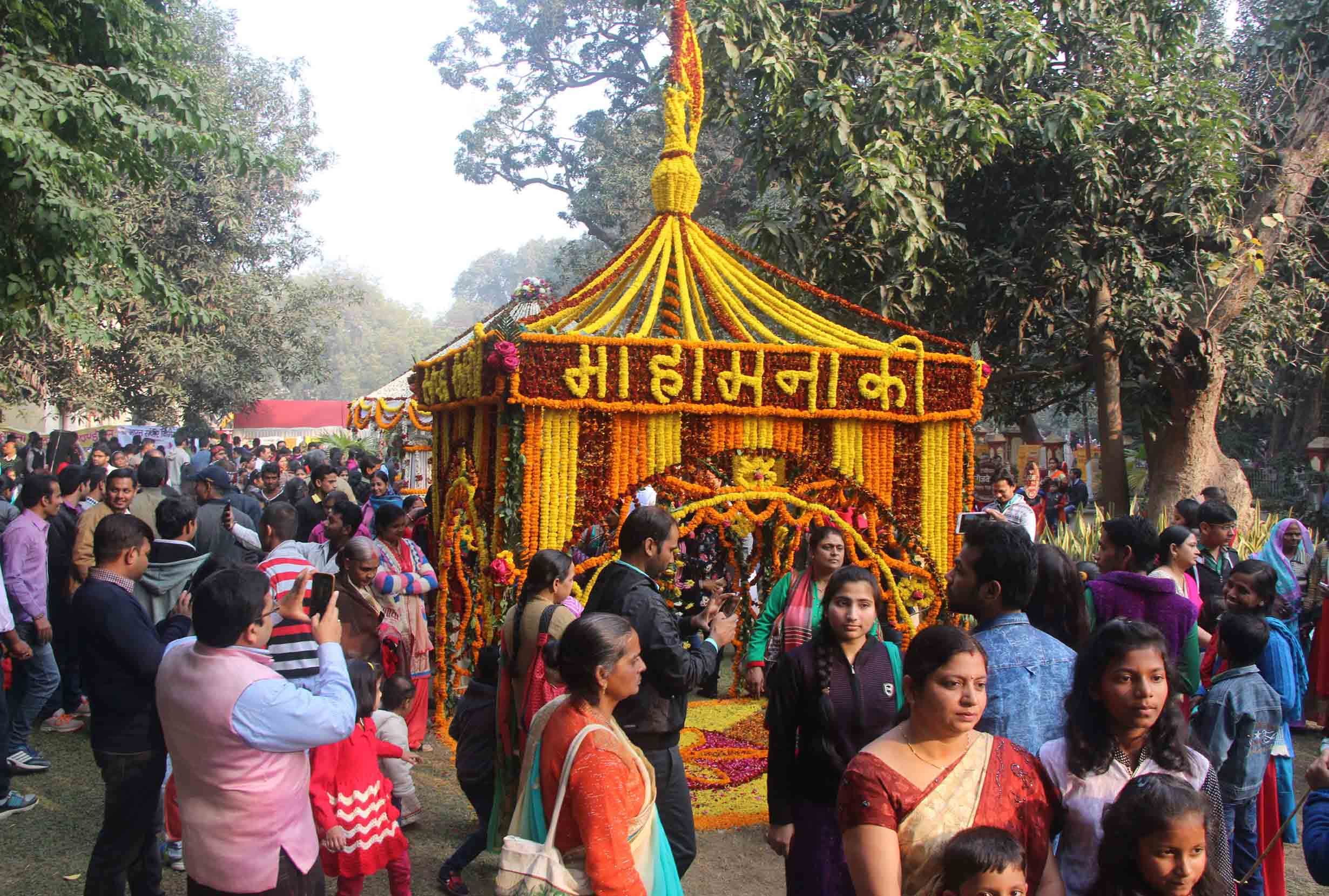 on the occasion of malviya jayanti bhu campus decorated with flower and deep