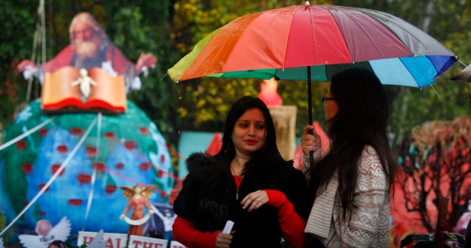 christmas celebration at chandigarh in between heavy rain and cool chilling winds