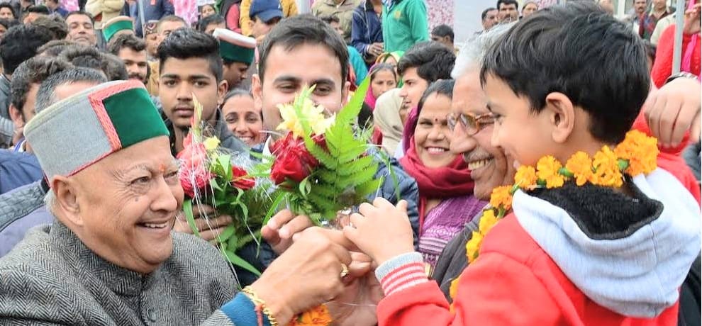 cm virbhadra singh on a visit to palampur