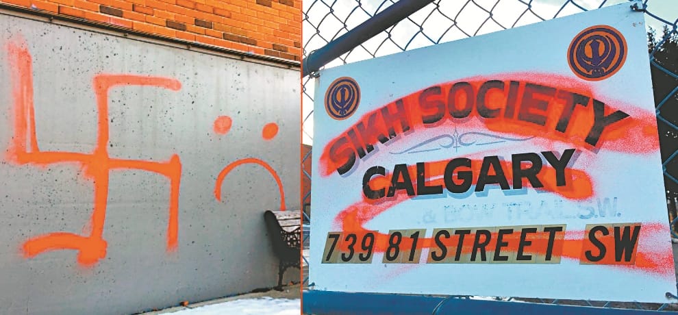 Swastika made on the walls of the Gurdwara in Canada, anger in Sikh community