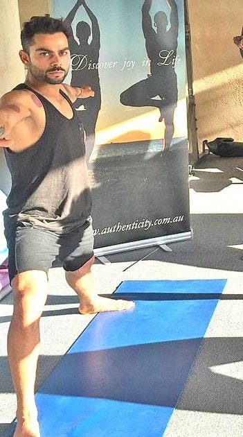 virat kohli and anushka sharma doing yoga in tehri