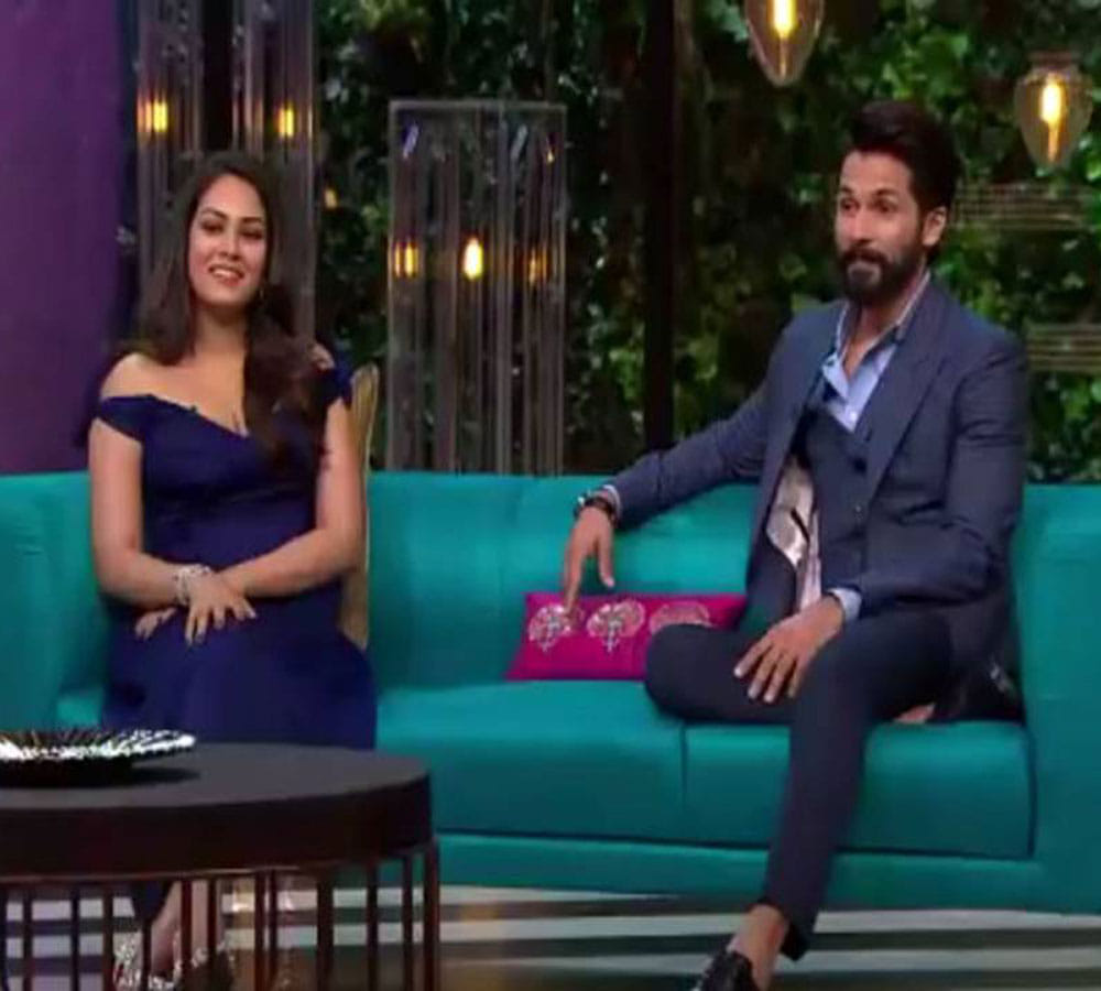 shahid kapoor and meera rajput at koffee with karan
