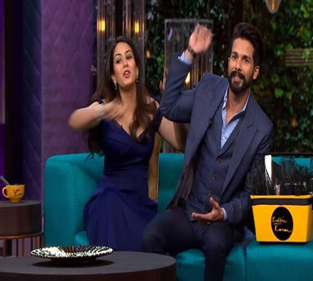 shahid kapoor and meera rajput at koffee with karan