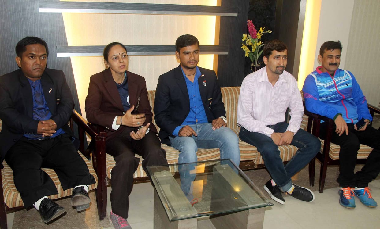 four international badminton player press confrence in kashi