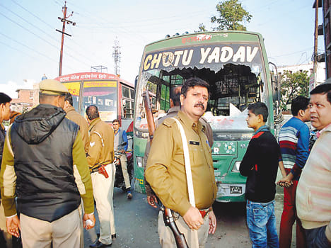 people protest against bus driver misbehaviour