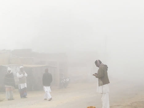 The next day the city was wrapped in fog