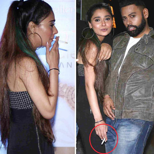 sara khan doing smoking during a party