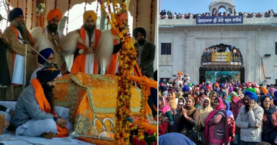 huge crowd of sikh sangat at shaheedi jod festival at fatehgarh sahib, nagar kirtan and gatka