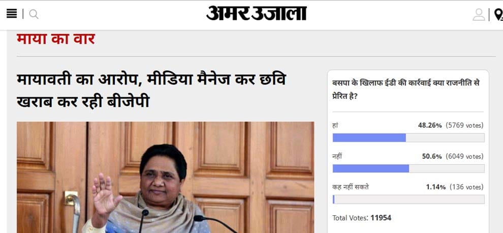 Amar ujala poll: politics are behind ED actions against BSP