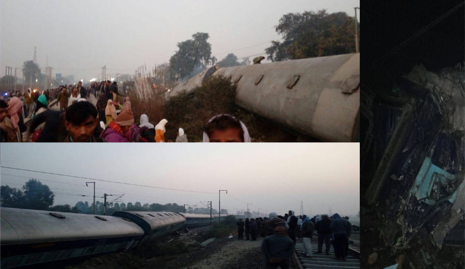 14 coaches derail of ajmer saeldah express kanpur