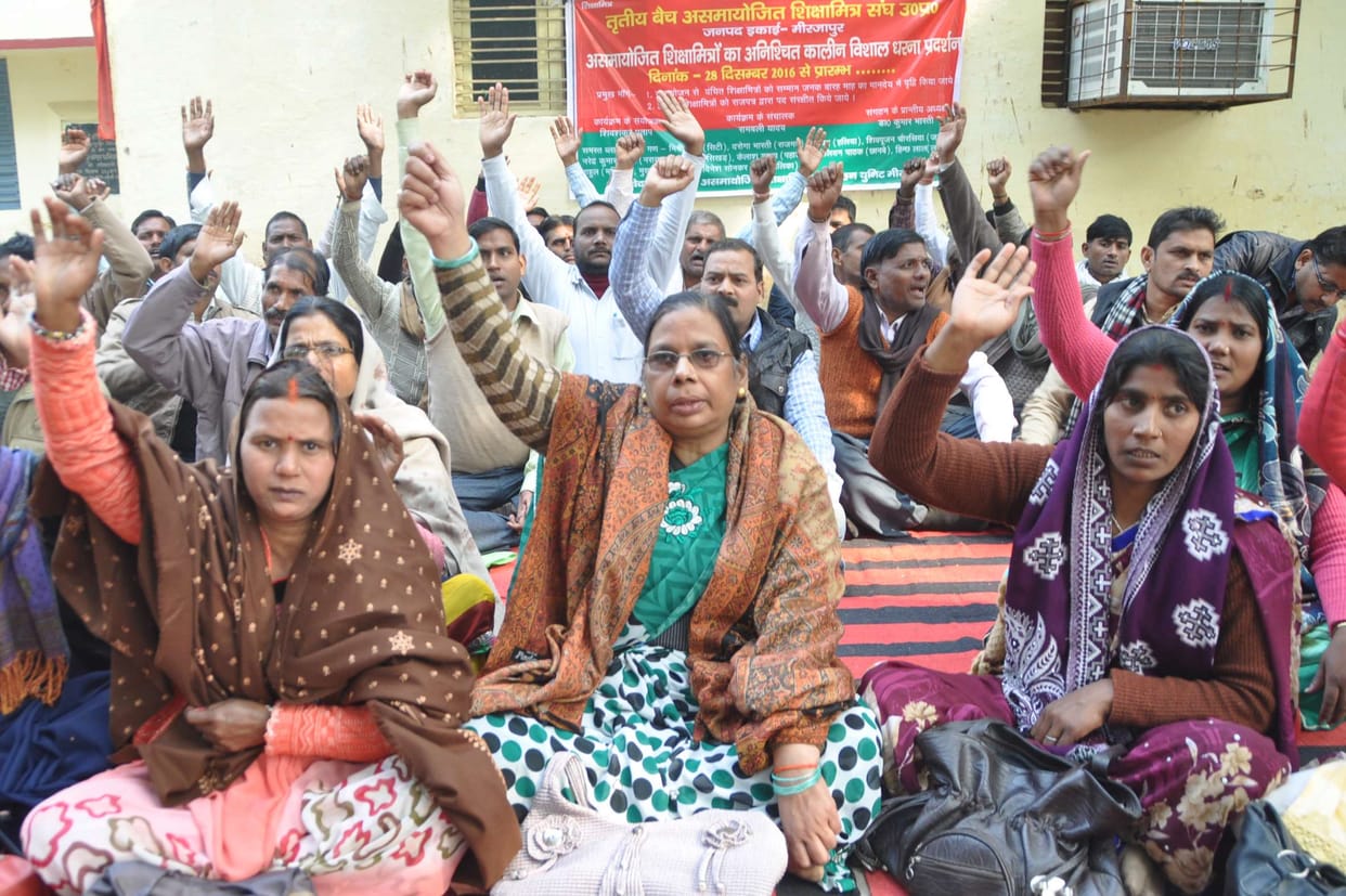By picketing raised voice