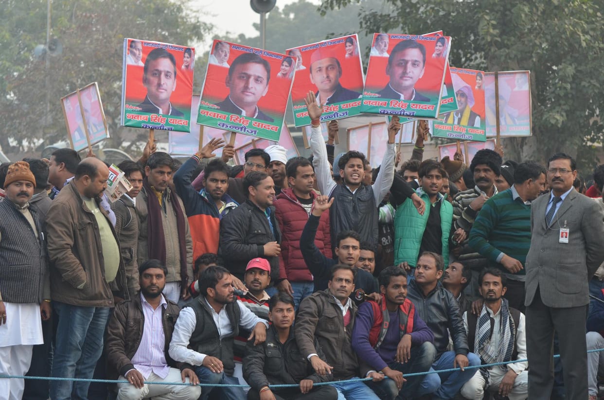 akhilesh yadav suppoeters in Lucknow.