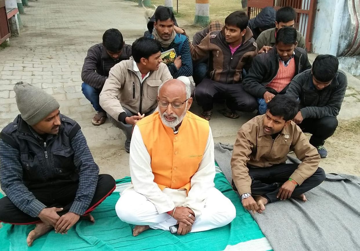  Principal Dr. RP Singh suspended, staging a sit