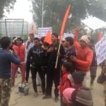  हथीन में शराब ठेके के विरोध में किया प्रदर्शन। 