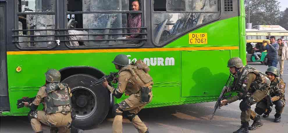 mock drill of terrorist attack and insurgent operation by security forces in delhi