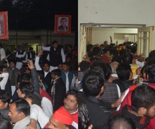 ruckus at SP office in Lucknow.