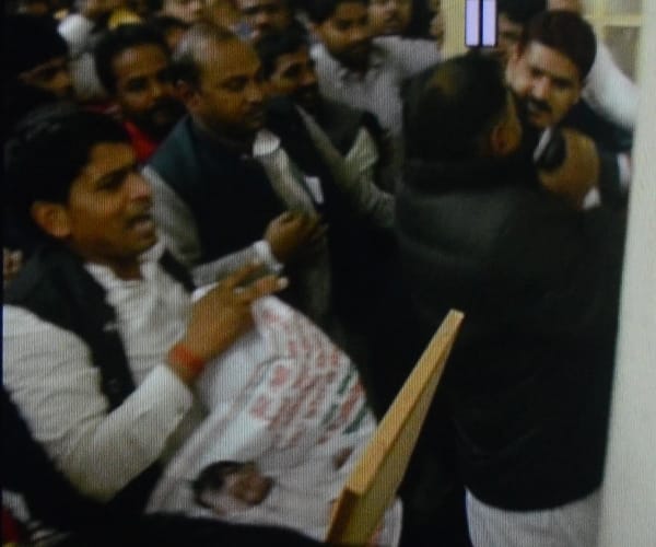 ruckus at SP office in Lucknow.