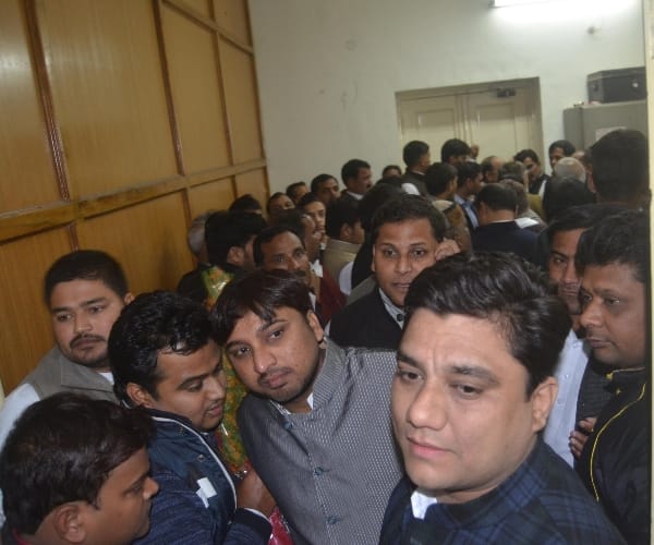 ruckus at SP office in Lucknow.