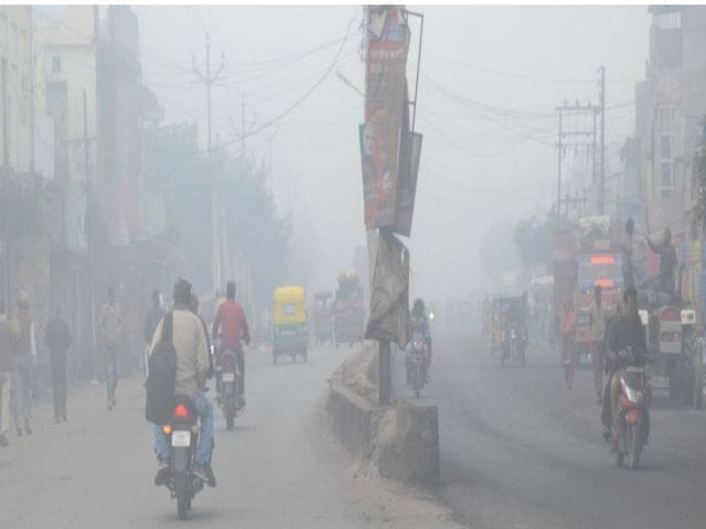 Year-old city on the first day wrapped in fog