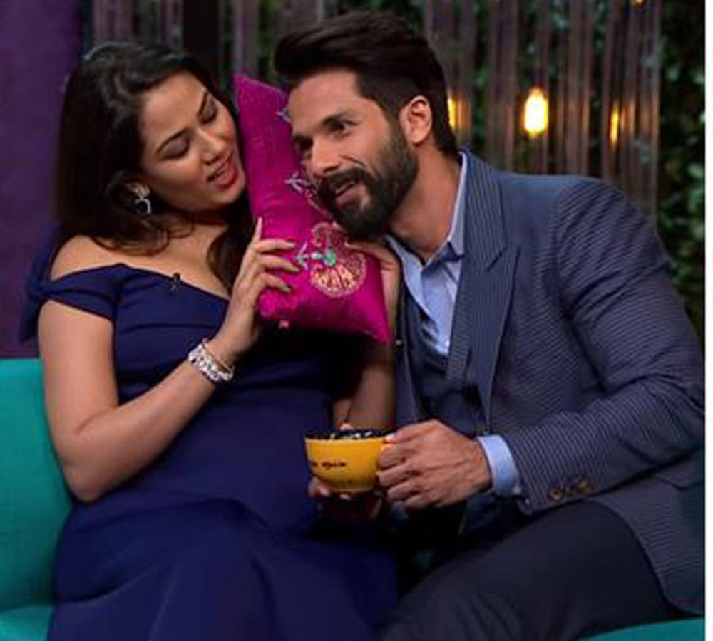 mira rajput and shahid kapoor at koffee with karan