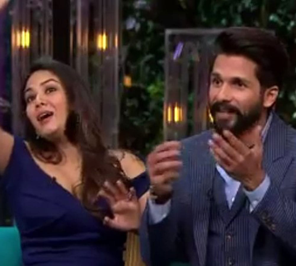 mira rajput and shahid kapoor at koffee with karan
