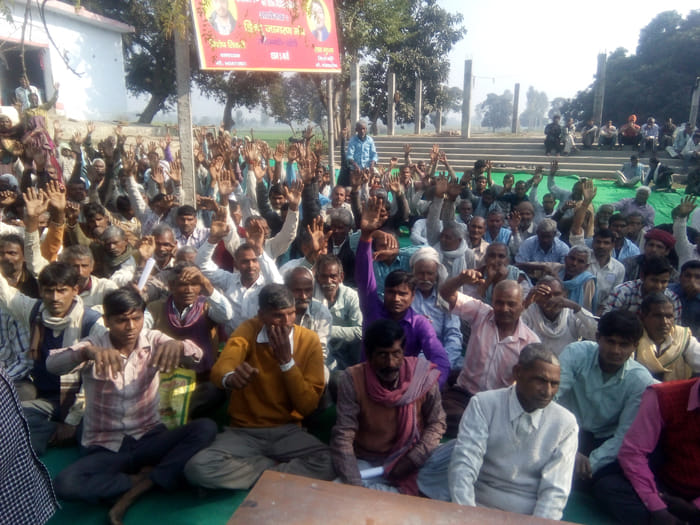 Before consolidation officer The villagers protest
