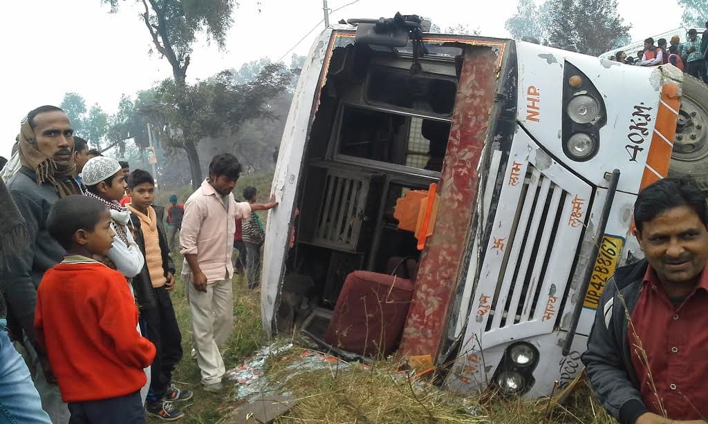 Uncontrolled just upturned, six injured