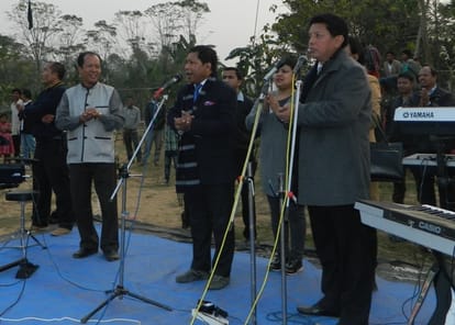 CM Sangma dances with opposition leaders