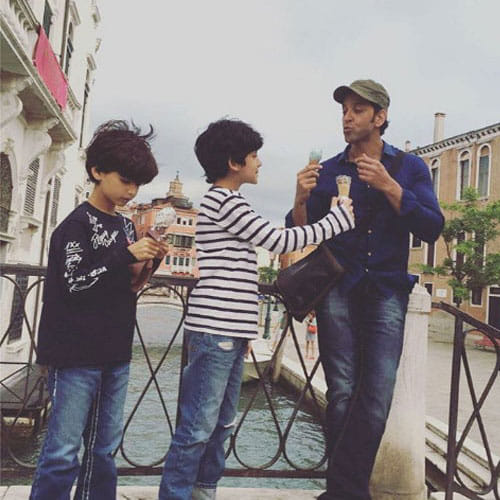 hrithik roshan in vacation with ex wife and sons