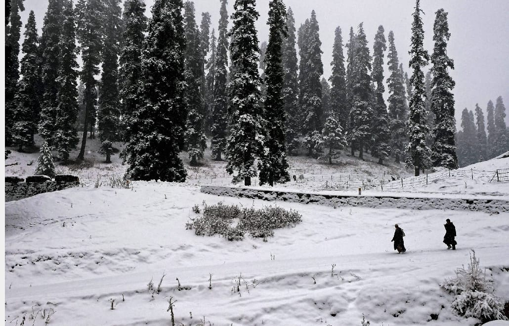 snowfall in many place of kashmir