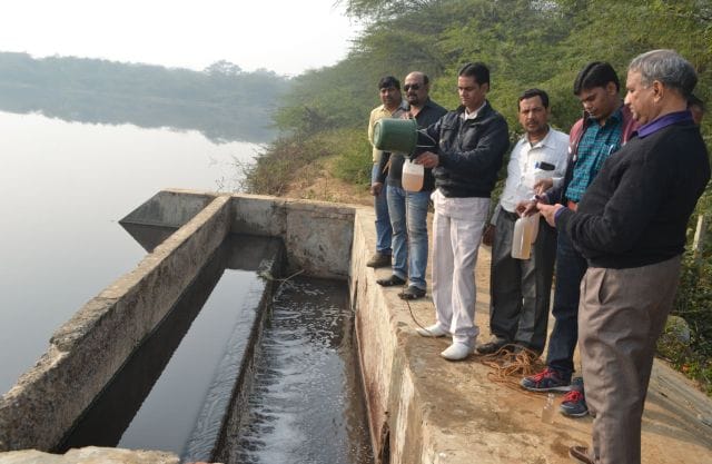 polution board takes samples from stp in mathura