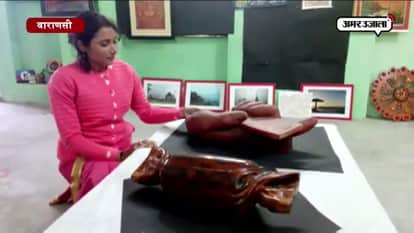 Assi ghat of varanasi is decorated by beautiful paintings, sculptures