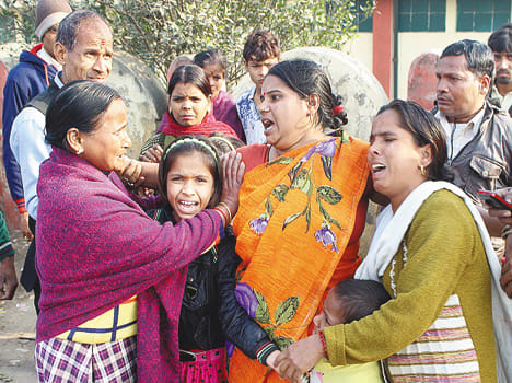 Students returning from the temple simply crushed