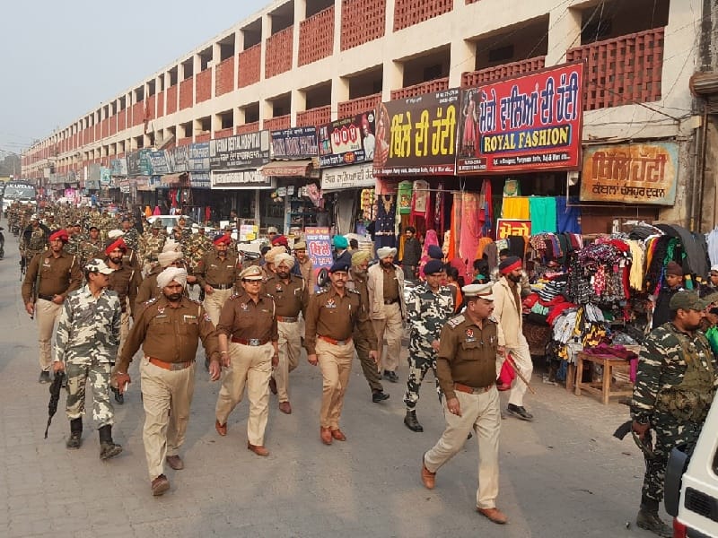 flag march, flag march in ludhiana for election, ludhiana flag march 