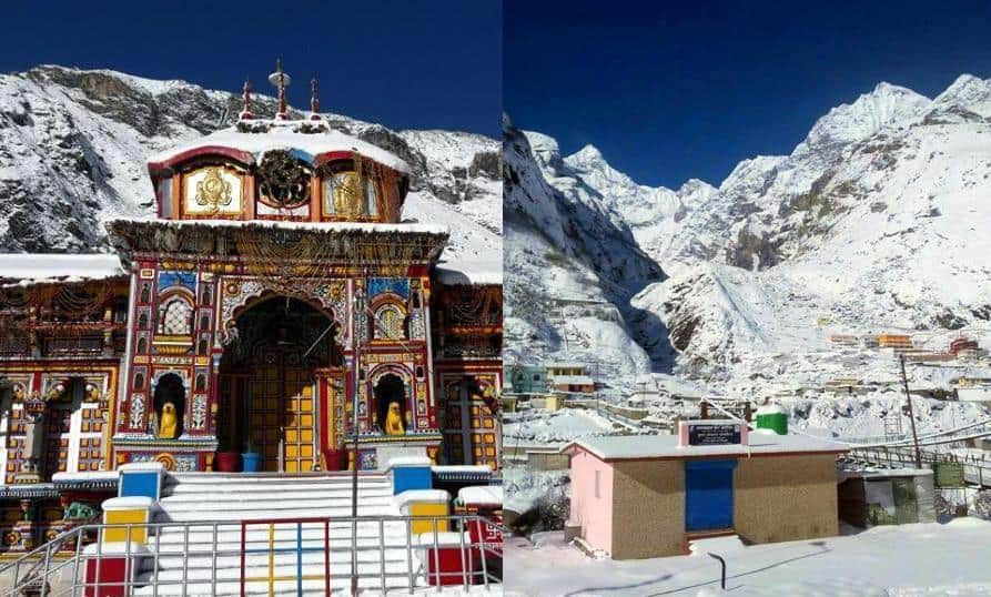 heavy snowfall in badrinath on wednesday.