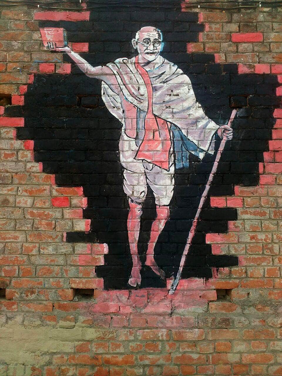 students decorated the wall by 3d paintings