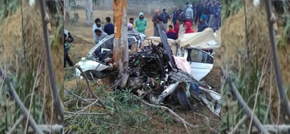 car hit to tree, 4 died at the spot
