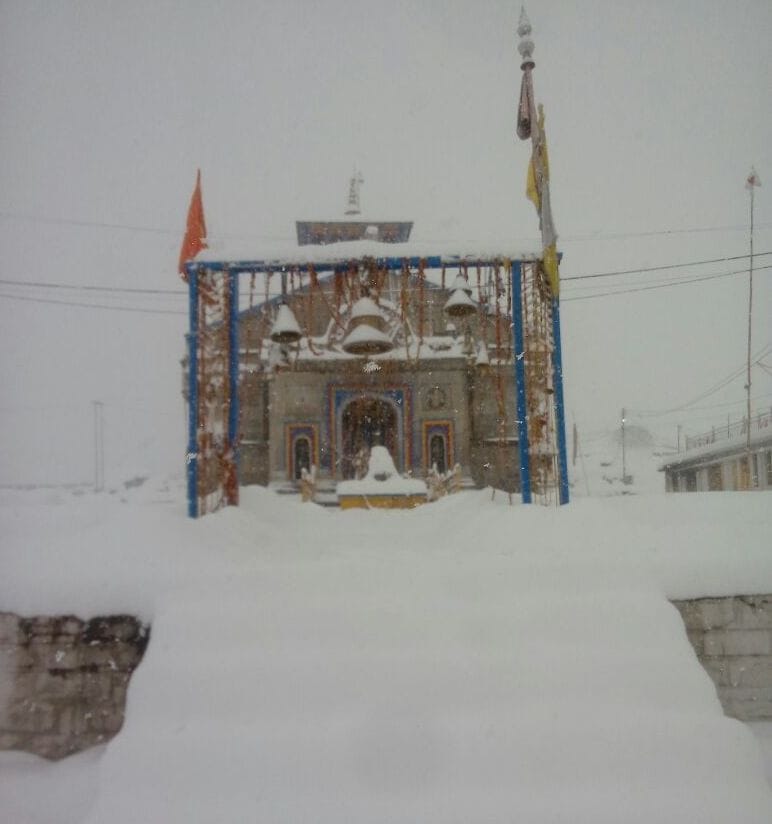 Snow lapped around Dham.