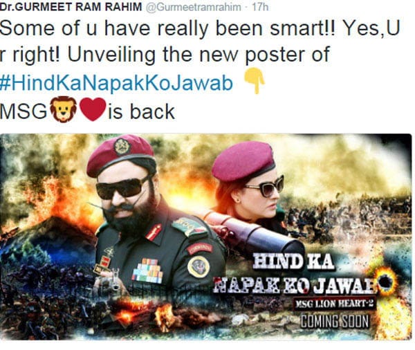 dera sacha sauda pramukh gurmeet ram rahim fifth movie poster released, on surgical strike