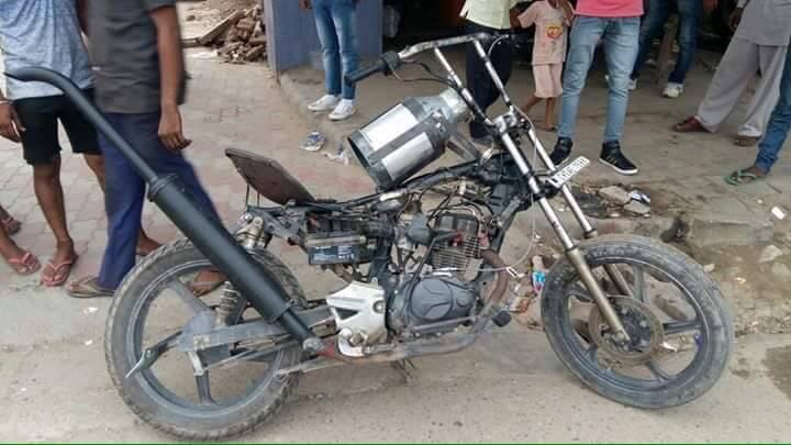 unique bike bambukat assembld by mohali repairist ranjit randhava by using garbage things