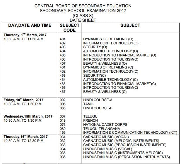 cbse 10th and 12th date sheet released 