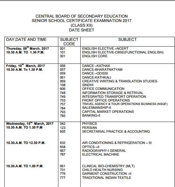 cbse 10th and 12th date sheet released 