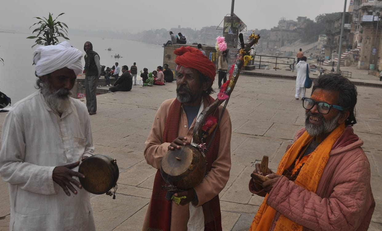 the bank of holy ganga change before magh mela in varanasi