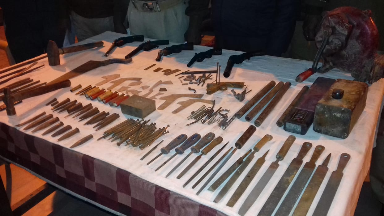 Weapons found in Uttar Pradesh.