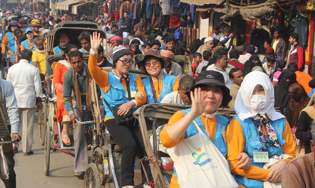 the tourist from japanese town kyoto come visit  varanasi 