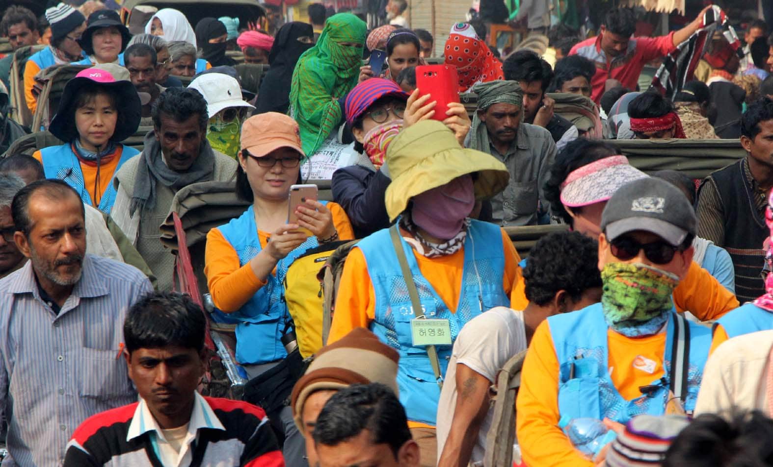 the tourist from japanese town kyoto come visit  varanasi 