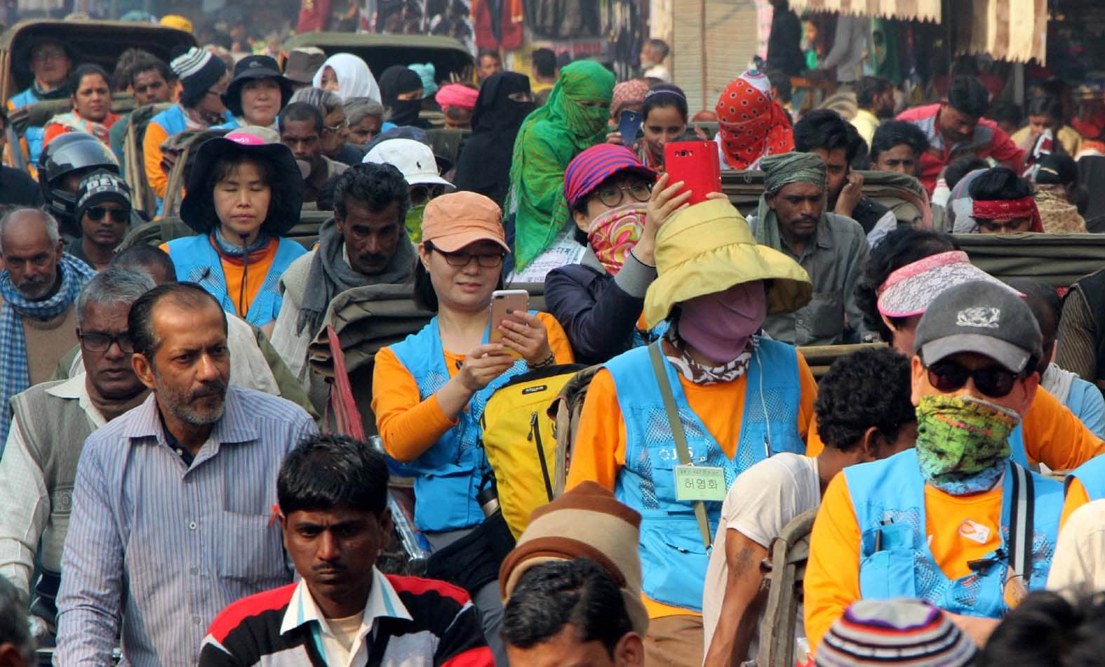 the tourist from japanese town kyoto come visit  varanasi 