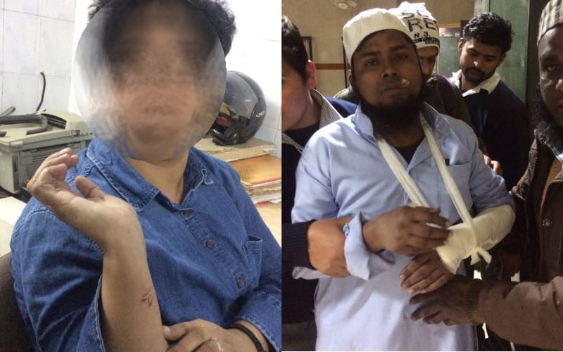 womam hits people with car in lucknow